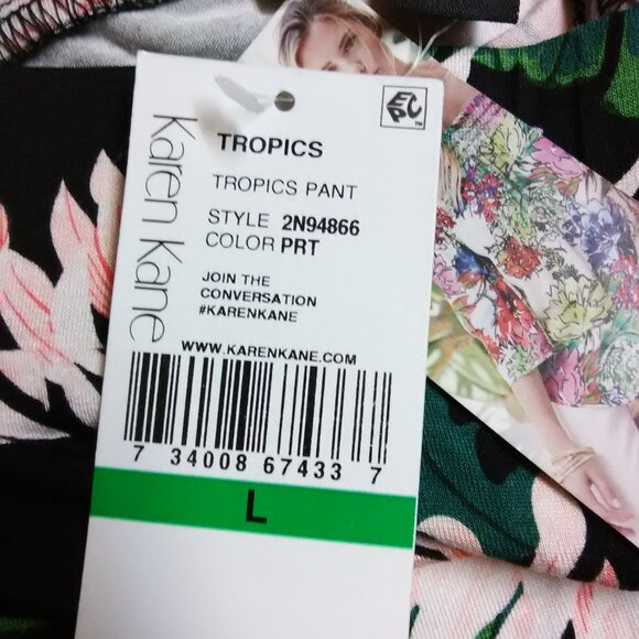 Karen Kane soft pants NWT tropics print size large L - new with tags - Picture 5 of 15